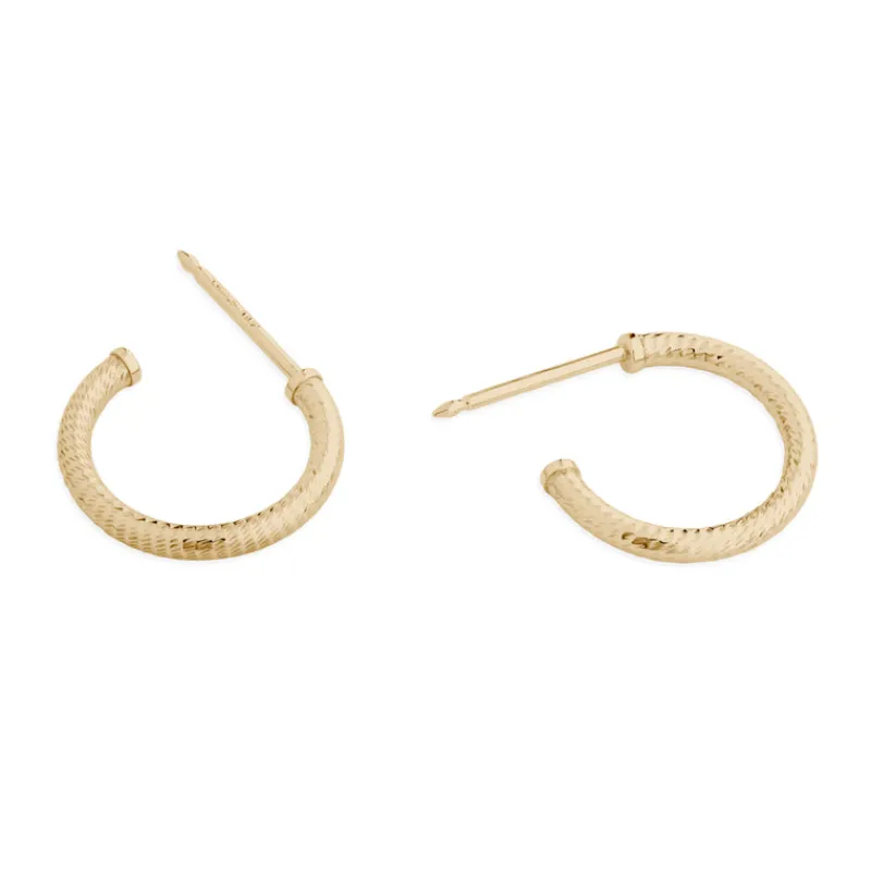 Simply Whispers 14k Yellow Gold Patterned Hoop Earrings Fashion
