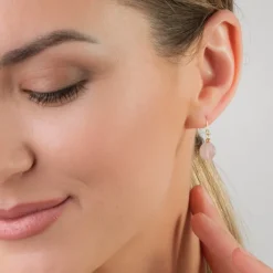 Simply Whispers 14k Yellow Gold Rose Quartz Earrings Outlet