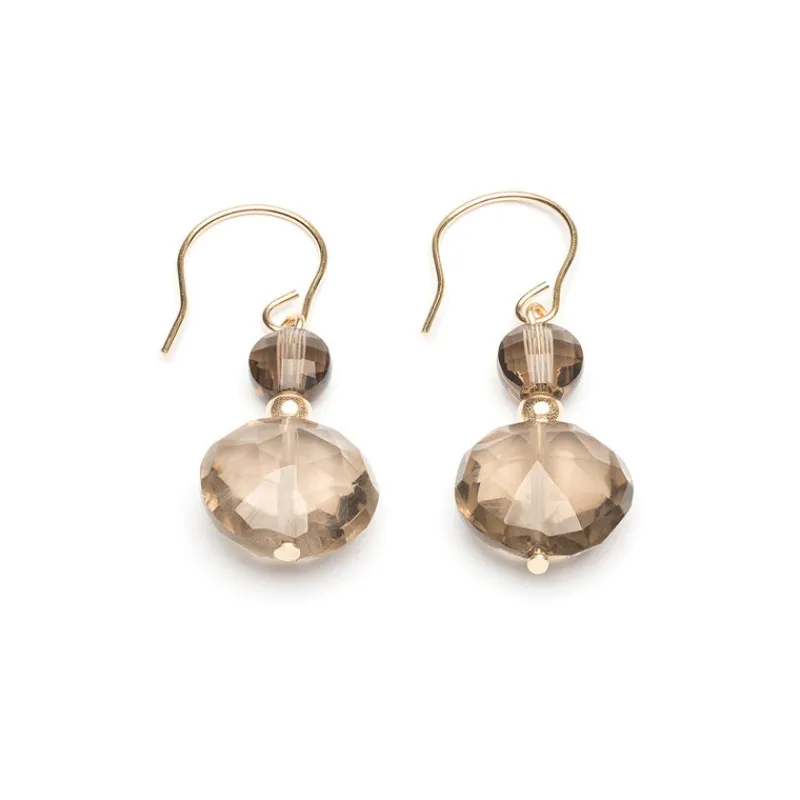 Simply Whispers 14k Yellow Gold Smokey Quartz Earrings Sale