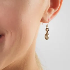 Simply Whispers 14k Yellow Gold Smokey Quartz Earrings Sale