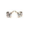 Simply Whispers 14k Yellow Gold Stud Earrings 5mm Round Zirconia Hot