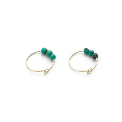 Simply Whispers 14k Yellow Gold Turquoise Charm Hoop Earrings Online