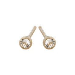 Simply Whispers 14k Yellow Gold Zirconia Bezel Stud Earrings Fashion