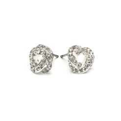 Simply Whispers Knot Crystal Stud Earrings New