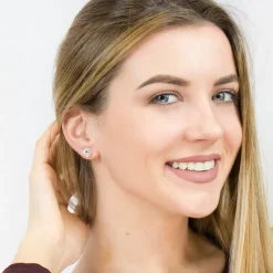 Simply Whispers Knot Crystal Stud Earrings New