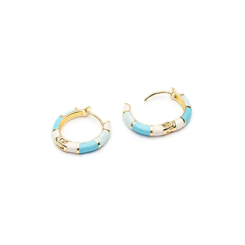 Simply Whispers Light Blue & White Enamel Huggie Hoops Online