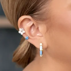 Simply Whispers Light Blue Zirconia Titanium Stud Earrings Hot