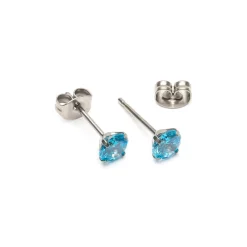 Simply Whispers Light Blue Zirconia Titanium Stud Earrings Hot