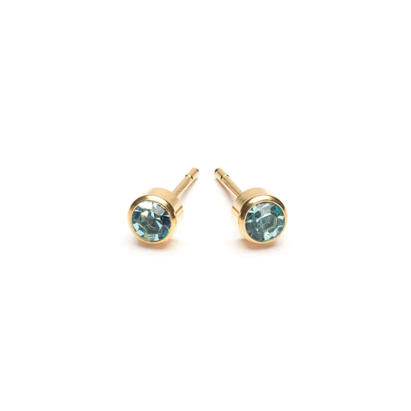 Simply Whispers March Birthstone 14k Gold Plated Earrings Sale