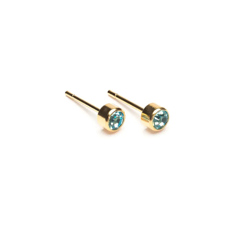 Simply Whispers March Birthstone 14k Gold Plated Earrings Sale