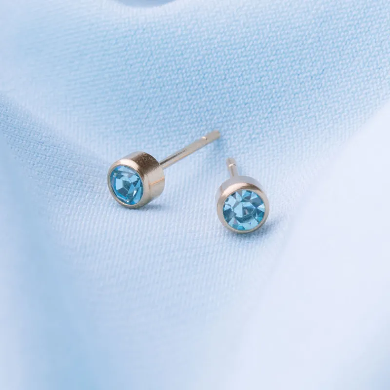 Simply Whispers March Birthstone 14k Gold Plated Earrings Sale