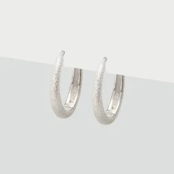 Simply Whispers Matte Silver Hoop Earrings Outlet