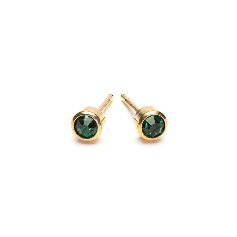 Simply Whispers May Birthstone 14k Gold Plated Earrings Hot