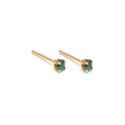 Simply Whispers May Birthstone 14k Gold Plated Stud Earrings Hot