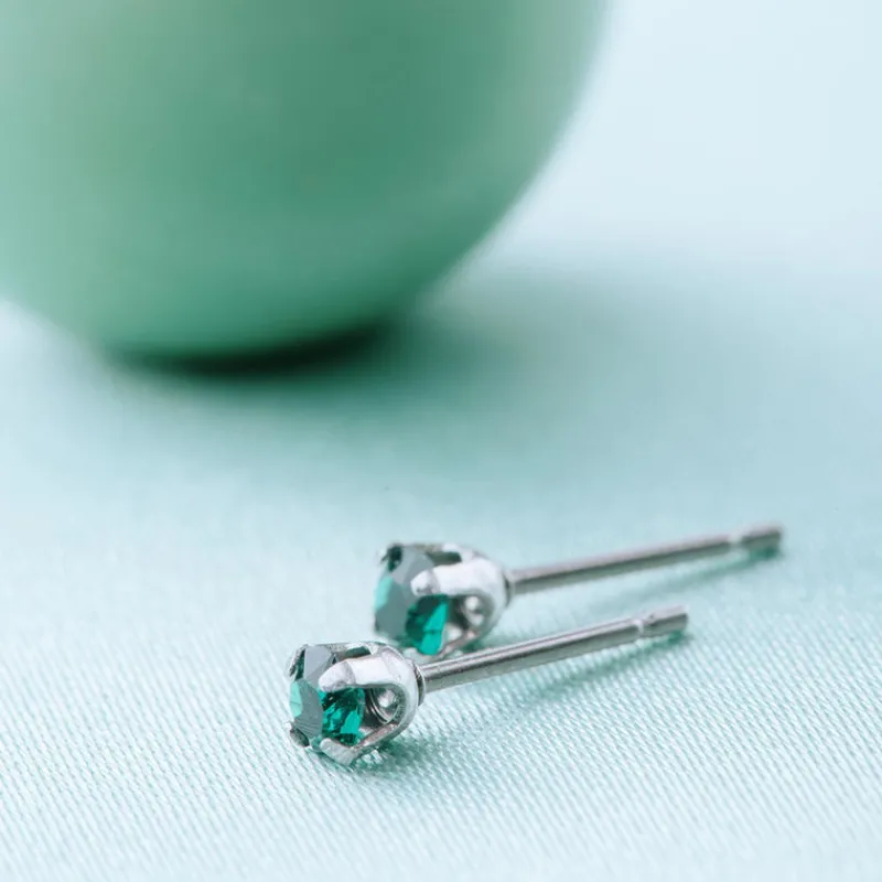 Simply Whispers May Birthstone Stainless Steel Stud Earrings Online