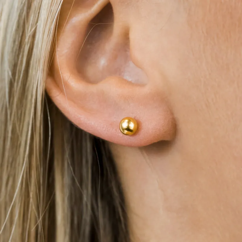 Simply Whispers Medium Ball Stud Earrings Gold Plated Clearance