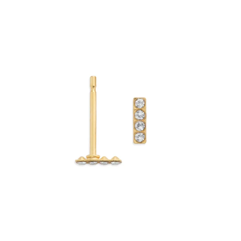Simply Whispers Mini Bar Gold Stud Earrings Discount