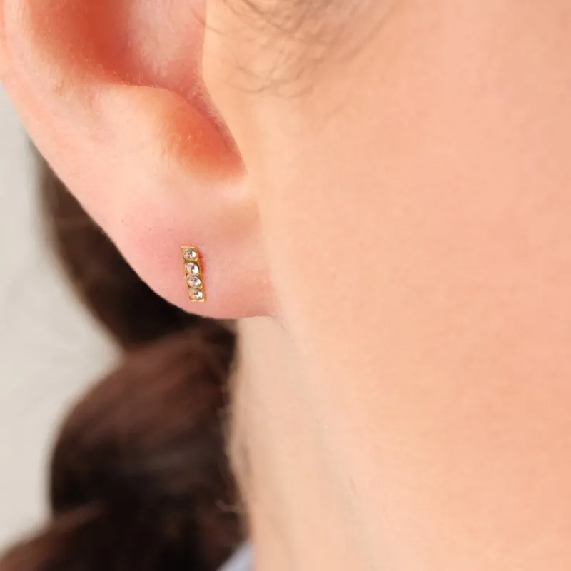 Simply Whispers Mini Bar Gold Stud Earrings Discount