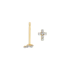 Simply Whispers Mini Cross Gold Stud Earrings Fashion