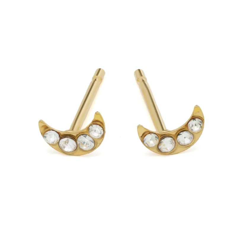 Simply Whispers Mini Moon Gold Stud Earrings Best