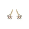 Simply Whispers Mini Pink Daisy Gold Stud Earrings Outlet