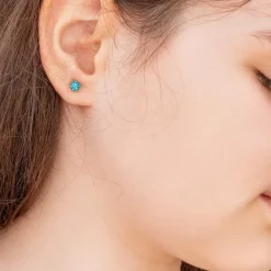 Simply Whispers Mini Turquoise Pave Earrings Clearance