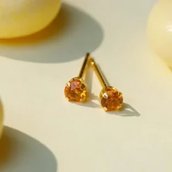 Simply Whispers November Birthstone 14k Gold Plated Stud Earrings Outlet