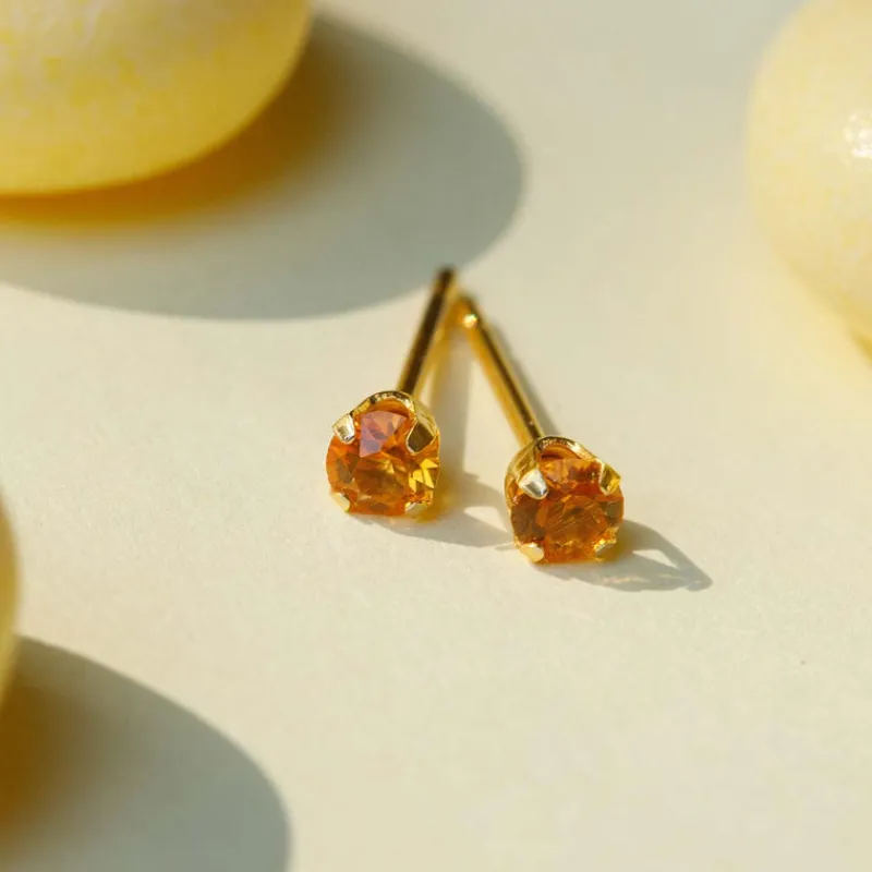 Simply Whispers November Birthstone 14k Gold Plated Stud Earrings Outlet