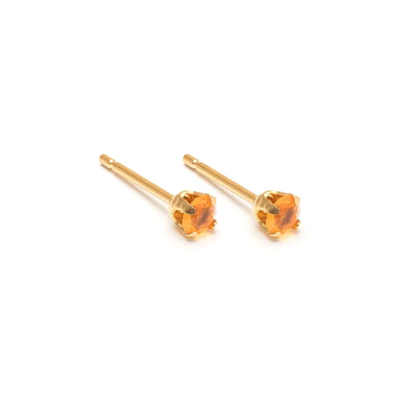Simply Whispers November Birthstone 14k Gold Plated Stud Earrings Outlet