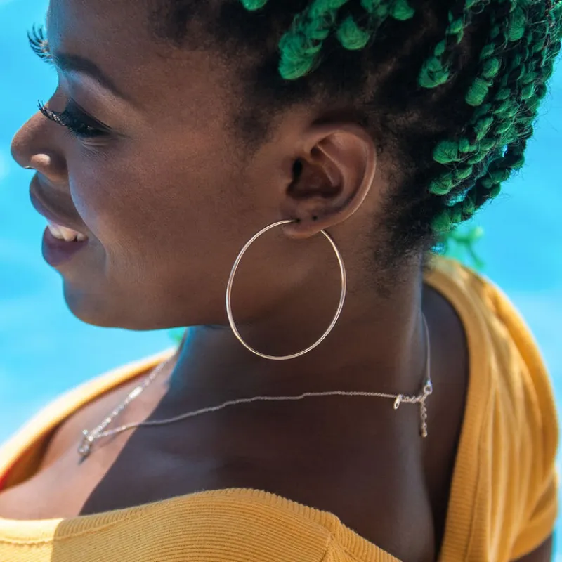 Simply Whispers Oversized Endless Hoop Earrings Silver Plated Discount