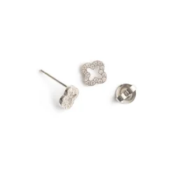 Simply Whispers Pave Alhambra Stud Earrings New