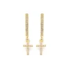 Simply Whispers Pave Cross Hoop Earrings Sale