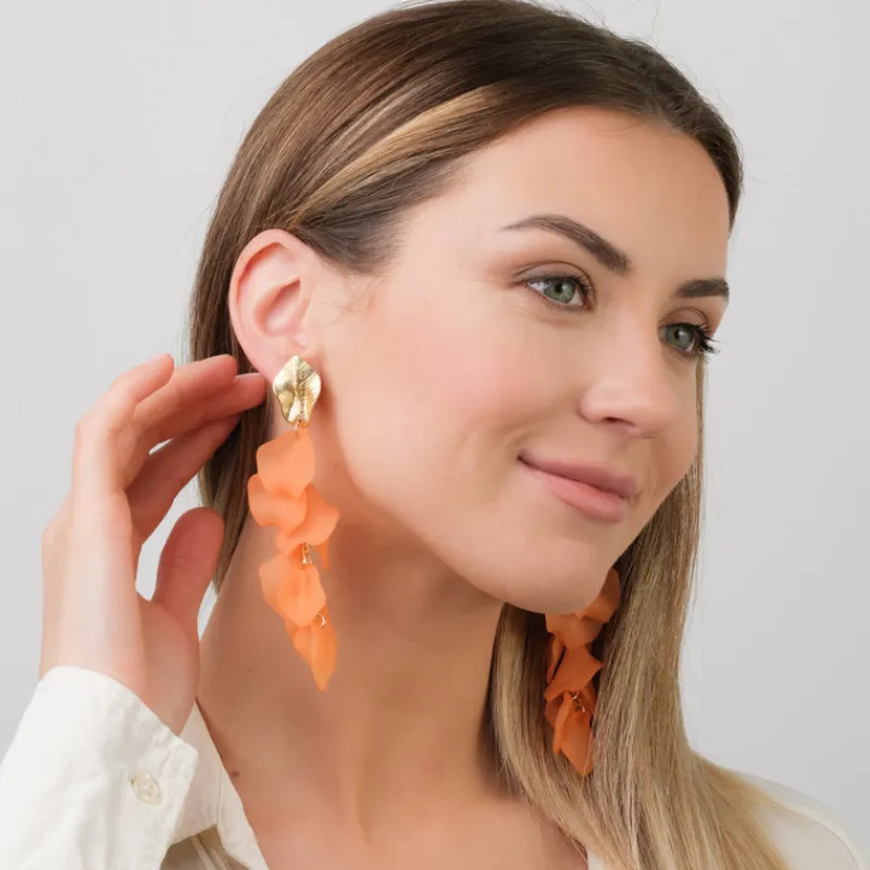 Simply Whispers Peach Begonia Dangle Earrings Discount