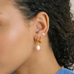 Simply Whispers Pearl Drop Huggie Hoops Hot