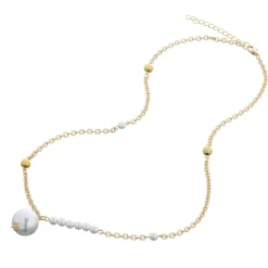 Simply Whispers Pearl Gold Bead Pendant Necklace Hot