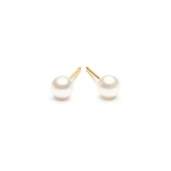 Simply Whispers Pearl Stud Earrings 4mm Gold Plated Online
