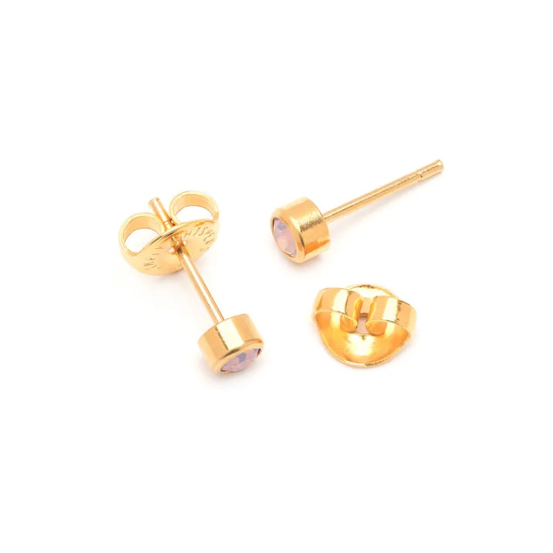 Simply Whispers Pink Crystal Stud Earrings Gold Plated Sale