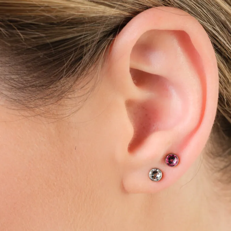 Simply Whispers Pink Crystal Titanium Stud Earrings Clearance