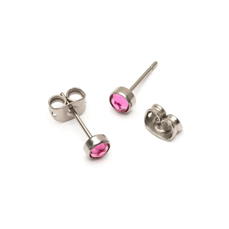Simply Whispers Pink Crystal Titanium Stud Earrings Clearance