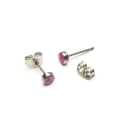 Simply Whispers Pink Opal Titanium Stud Earrings Fashion