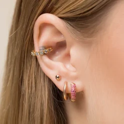 Simply Whispers Pink Pave Huggie Earrings Hot