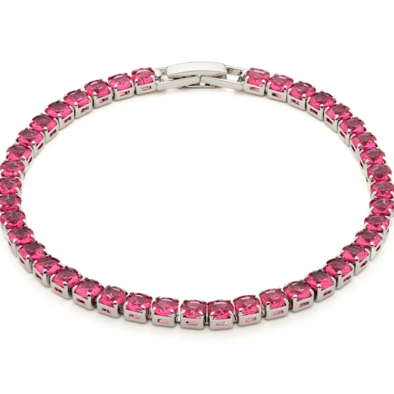 Simply Whispers Pink Round Zirconia Tennis Bracelet Outlet