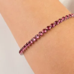 Simply Whispers Pink Round Zirconia Tennis Bracelet Outlet