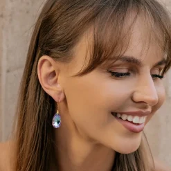 Simply Whispers Purple & Blue Crystal Gold Earrings Online