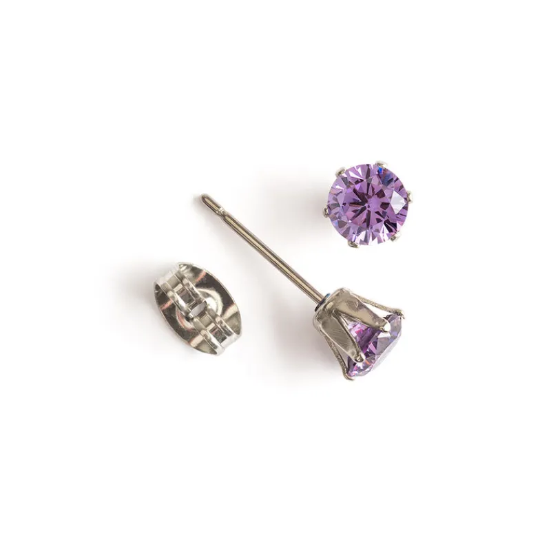 Simply Whispers Purple Crystal Titanium Stud Earrings Discount