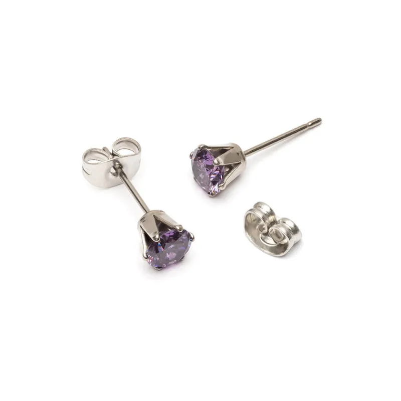 Simply Whispers Purple Crystal Titanium Stud Earrings Discount