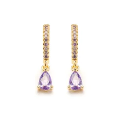 Simply Whispers Purple Drop Huggie Hoops Online