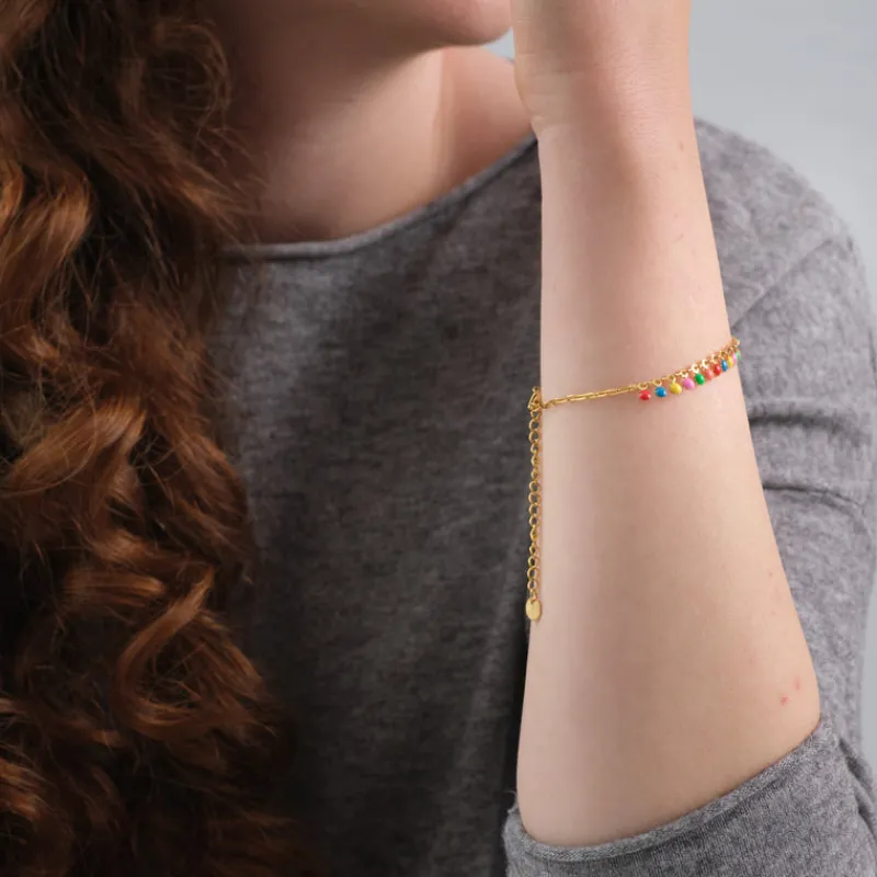 Simply Whispers Rainbow Charms Gold Bracelet Clearance