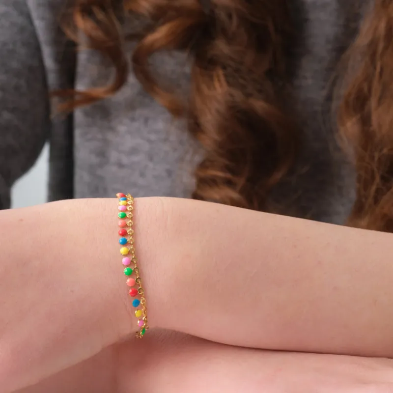 Simply Whispers Rainbow Charms Gold Bracelet Clearance