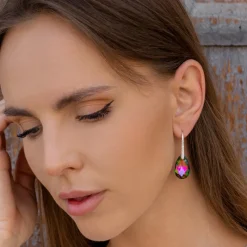 Simply Whispers Rainbow Crystal French Hook Earrings New